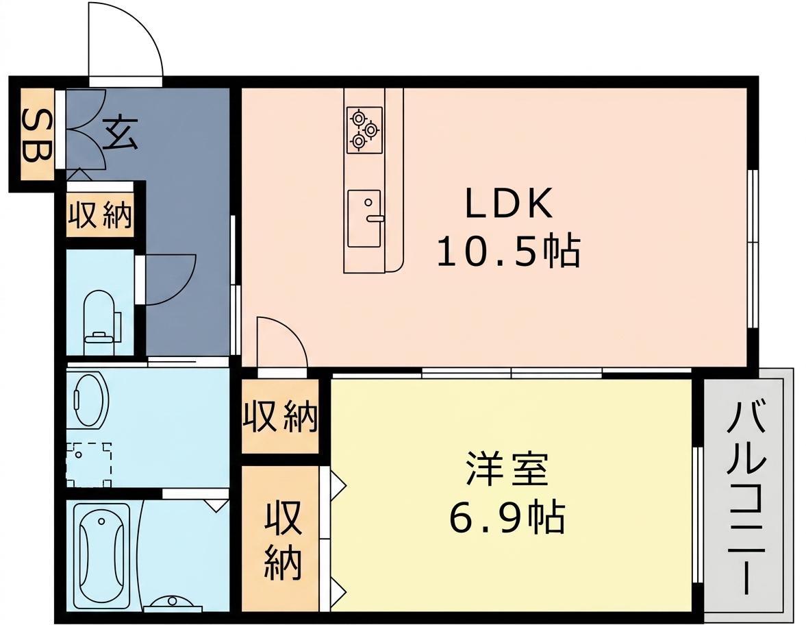 カーサカルマ諸口(1LDK/3階)の間取り写真