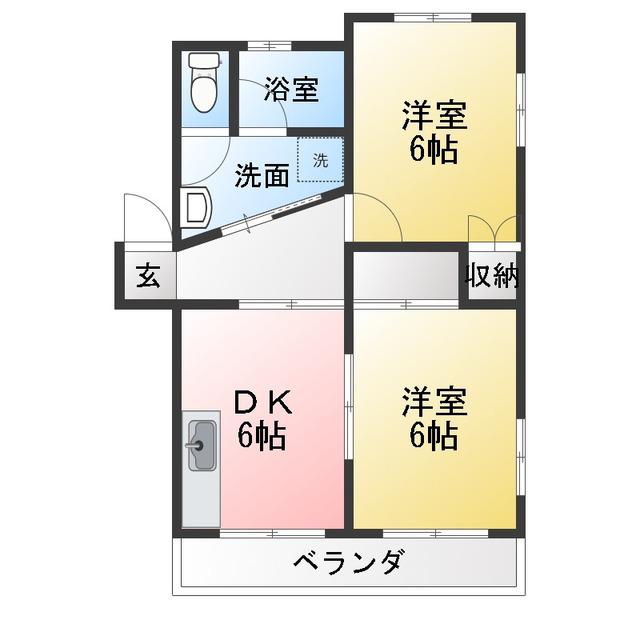 パラシオンKONT(2DK/2階)の間取り写真