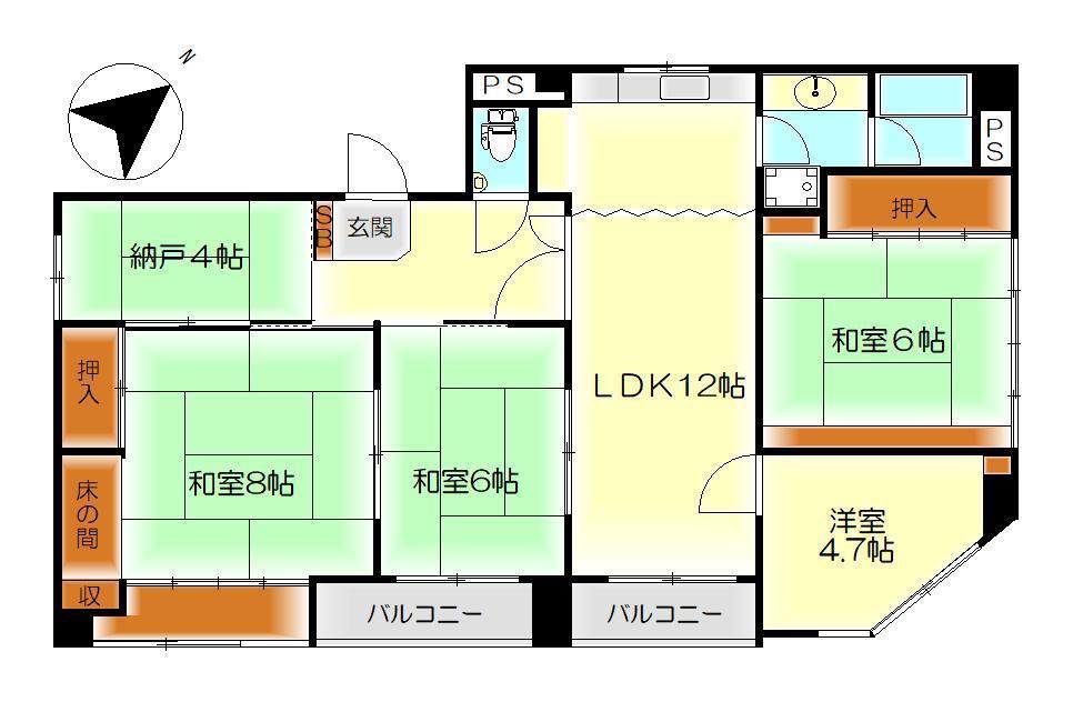 岡野ビル(4SLDK/3階)の間取り写真