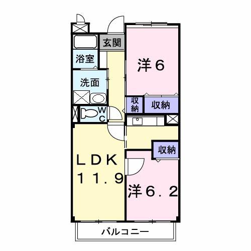 プロスパ八柱(2LDK/1階)の間取り写真