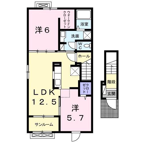 サザンド・グレイス(2LDK/2階)の間取り写真