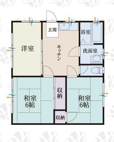 秦野市羽根アパート(3DK/1階)の間取り写真