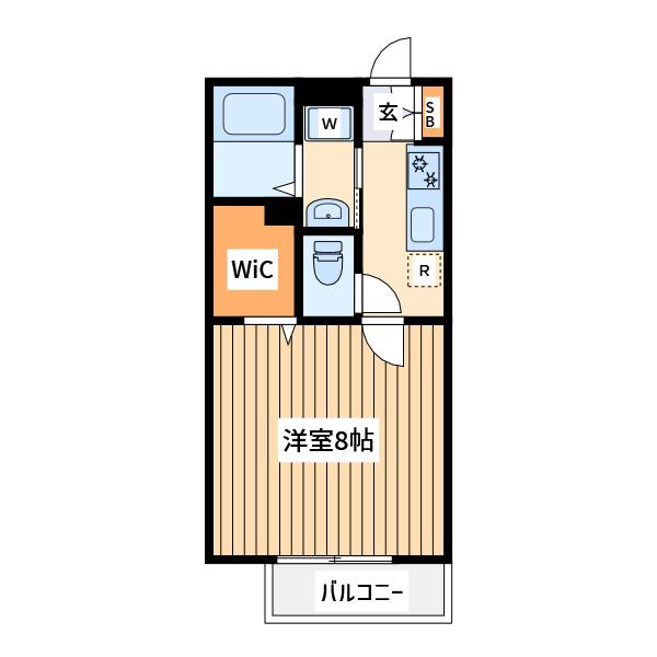 ソレジオ鳥山Ⅱ(1K/1階)の間取り写真
