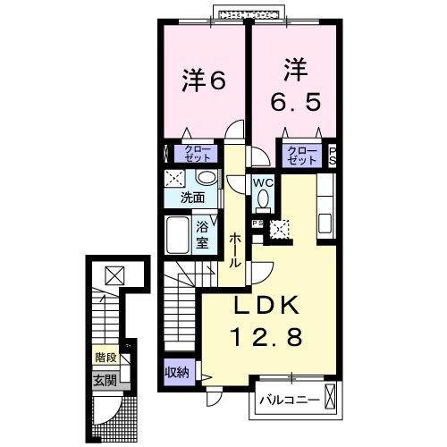 アンプリアル(2LDK/2階)の間取り写真