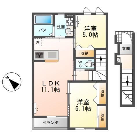 メゾン・ソレイユ(2LDK/2階)の間取り写真