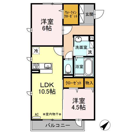 SUNNY HOUSE(2LDK/2階)の間取り写真