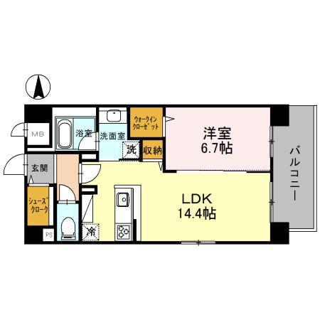 クレッシェンドV(1LDK/2階)の間取り写真
