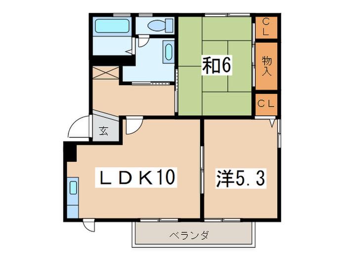 ヴェルドミール壱番館(2LDK/1階)の間取り写真