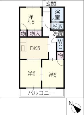 フォーラム石川(3DK/2階)の間取り写真