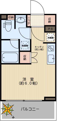 クレヴィア文京白山(ワンルーム/6階)の間取り写真