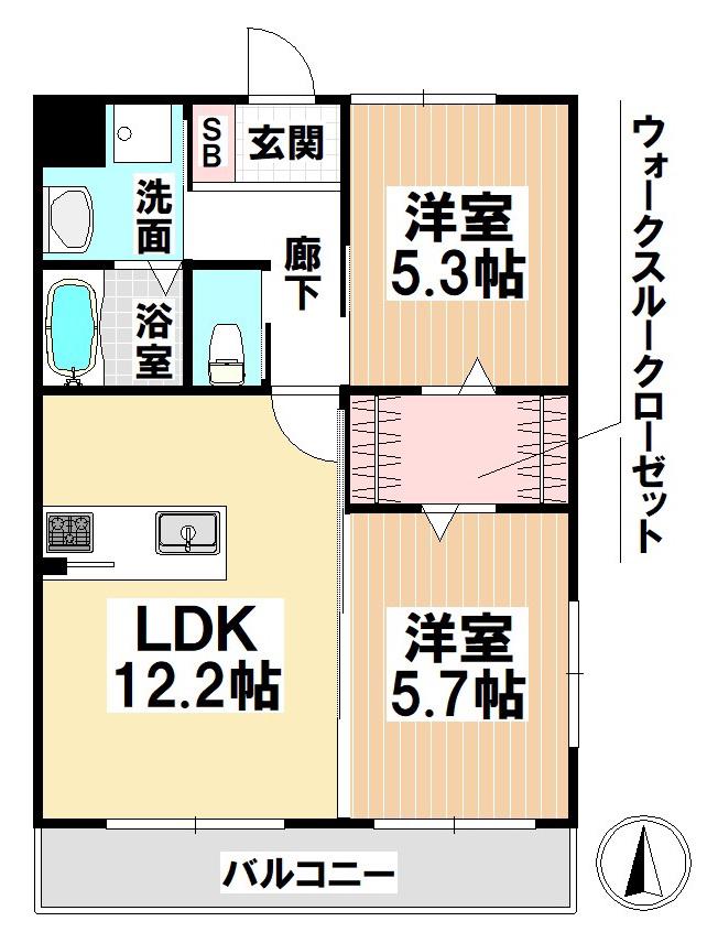 CASA FELICE(2LDK/1階)の間取り写真