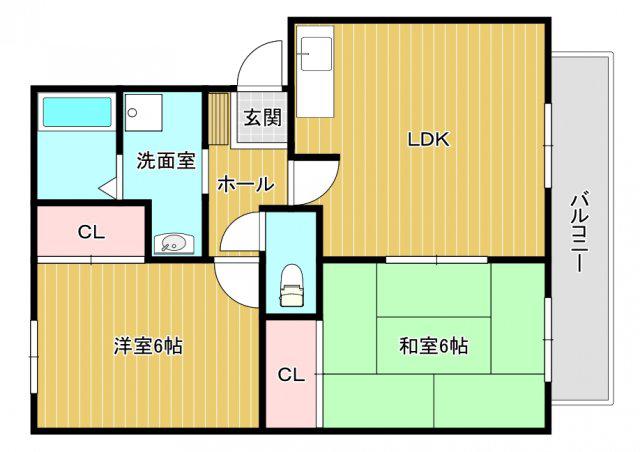 ハイツ光来(2LDK/1階)の間取り写真