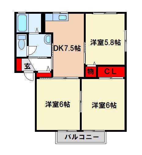 フォレスト20(3DK/2階)の間取り写真