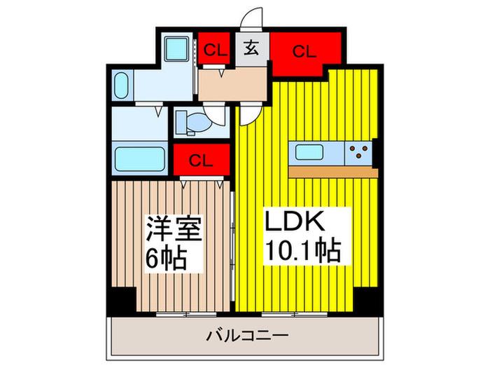 エスティメゾン浦和II(1LDK/6階)の間取り写真