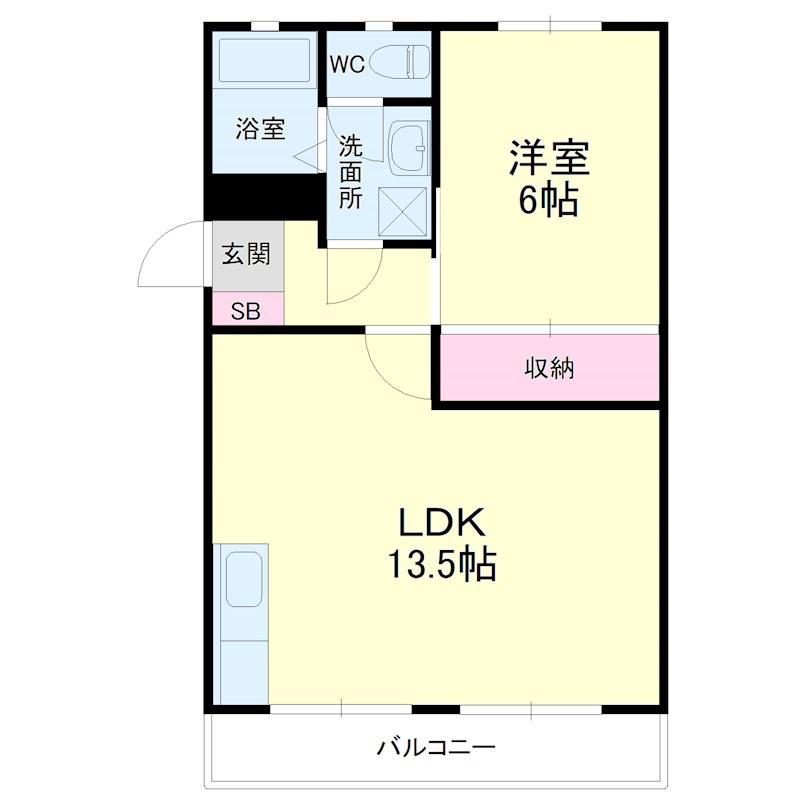 豊田ヒルズ(1LDK/2階)の間取り写真