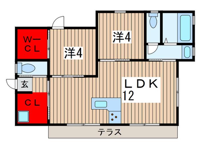 グラシア小仲台(2LDK/1階)の間取り写真
