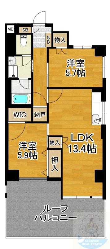 ファルバンワキサカ(2LDK/3階)の間取り写真