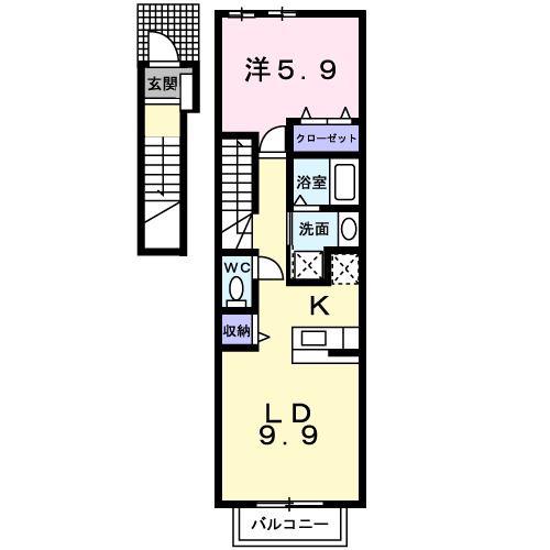 エトワール・AIA(1LDK/2階)の間取り写真