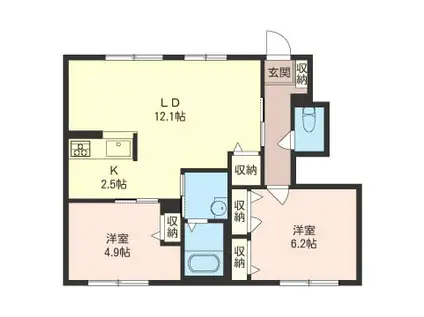 アネックス(2LDK/1階)の間取り写真