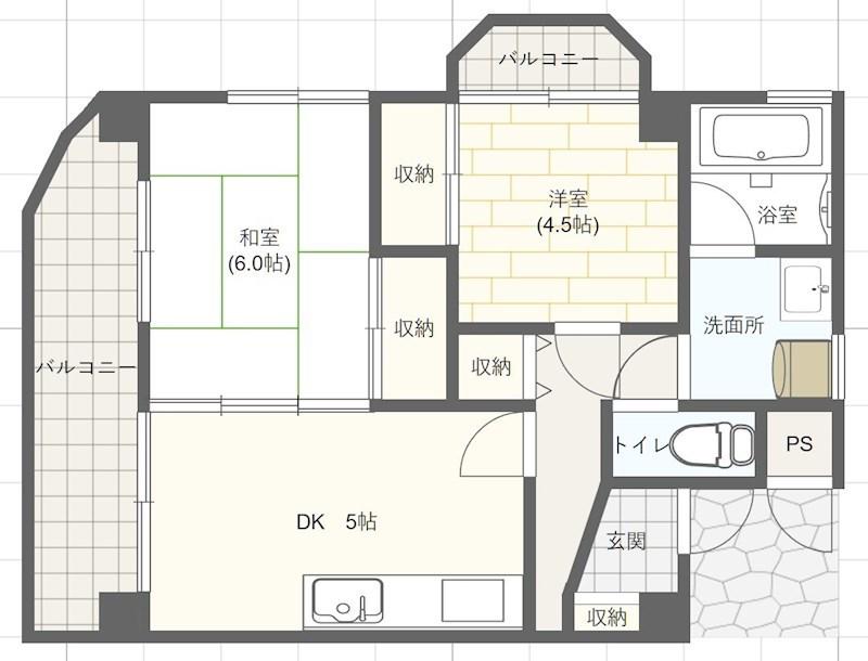 クリーンピア英賀保(2DK/4階)の間取り写真