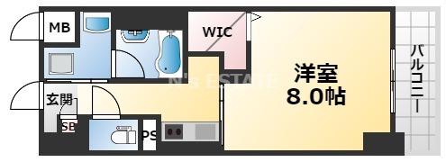 フェリーチェヴィータ(1K/2階)の間取り写真