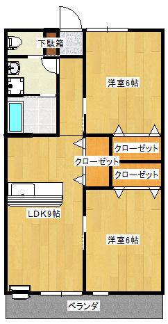 三笠アヴェニュー(2LDK/1階)の間取り写真