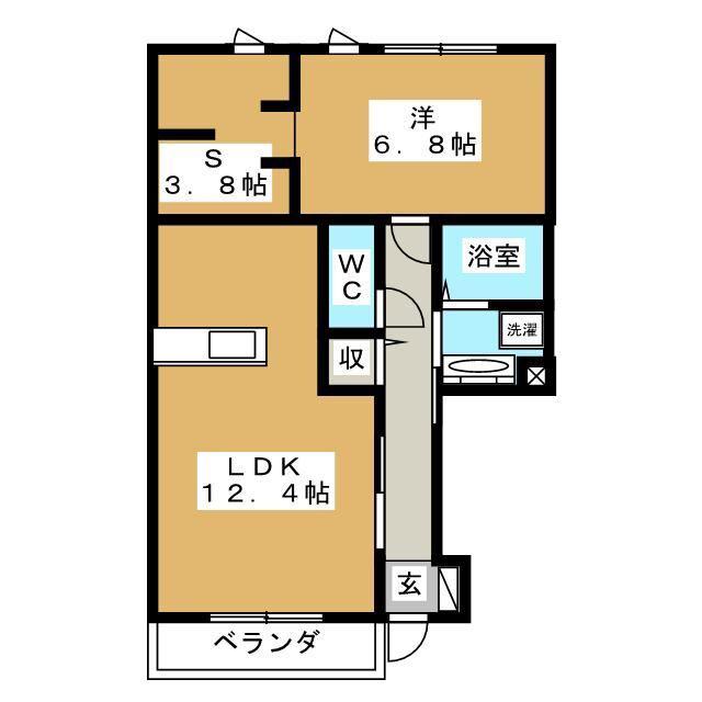 シエルツリー II(1SLDK/1階)の間取り写真