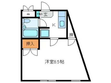 コーポハスヌマ(1K/2階)の間取り写真