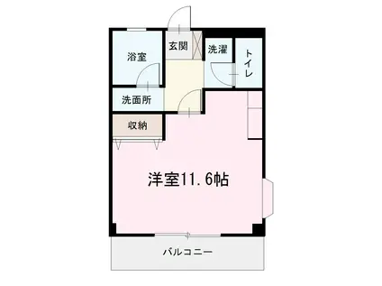 ヴァイオレットW(ワンルーム/1階)の間取り写真