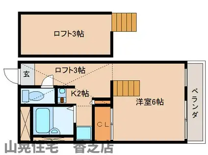 エルミタージュ(1K/2階)の間取り写真