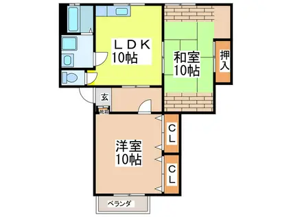 深田アパートII(2LDK/2階)の間取り写真