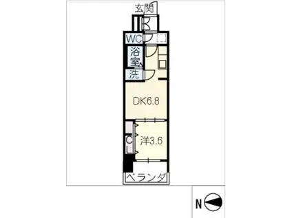 プレサンスジェネ上前津(1DK/2階)の間取り写真