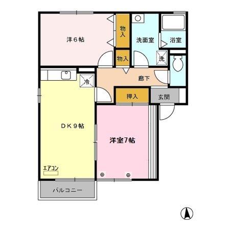 ロイヤルガーデン B(2DK/1階)の間取り写真