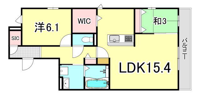 トリシア上甲子園(2LDK/3階)の間取り写真