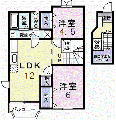 カラジューム雅A(2LDK/2階)の間取り写真