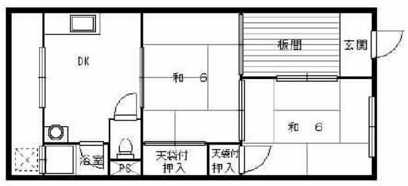 道本グリーンハウス(2DK/4階)の間取り写真
