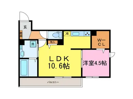 CHOUCHOUにおの浜(1LDK/3階)の間取り写真