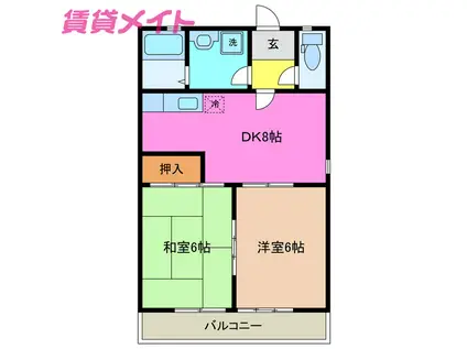 アールコートNAO(2DK/2階)の間取り写真