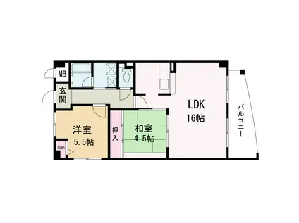 セ・エム・アッシュ北野(2LDK/1階)の間取り写真