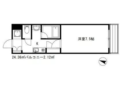 アーリーベッセル(1K/1階)の間取り写真
