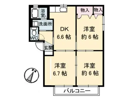 シャーメゾンふじ(3DK/1階)の間取り写真