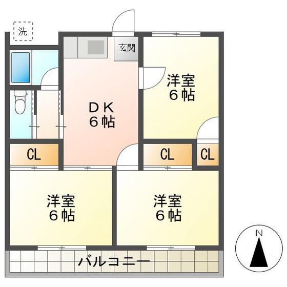 コーポ八幡(3DK/2階)の間取り写真