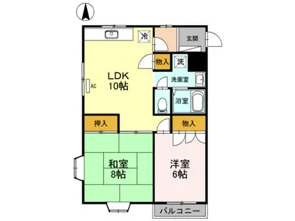 コーポリッチ(2LDK/1階)の間取り写真