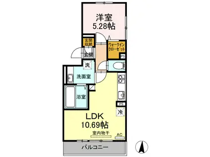 クリークレイン南高江(1LDK/2階)の間取り写真