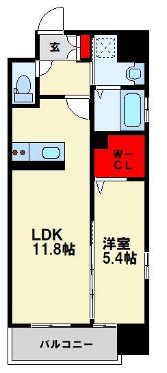 MUU.黒崎(1LDK/7階)の間取り写真