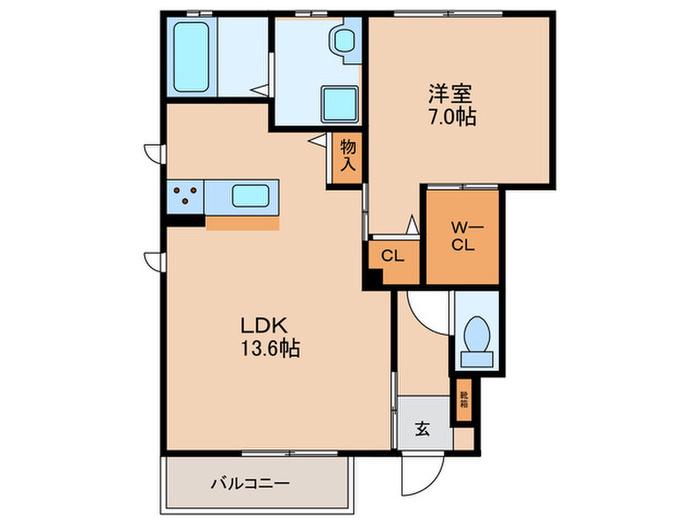 サニーコート長良(1LDK/1階)の間取り写真