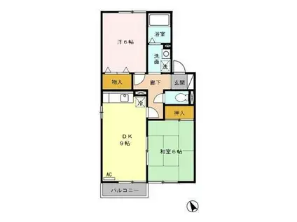 セジュール佐賀(2DK/1階)の間取り写真