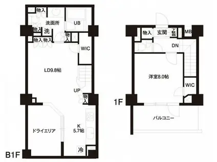 レジディア白金高輪(1LDK/1階)の間取り写真