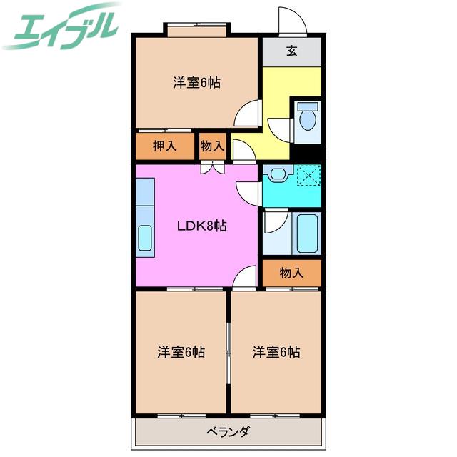 サンシャインガーデン(3LDK/1階)の間取り写真