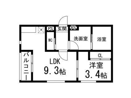 ソーサリー原町(1LDK/1階)の間取り写真